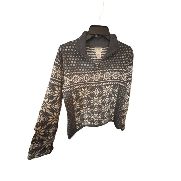 LL Bean Nordic Fair Isle Button Front Cardigan Sweater Cotton and Lambswool Blen - Picture 2 of 4